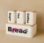 Set 4 Kuti Ruajtjeje Kuzhine (Bukë, Kafe, Çaj, Sheqer)