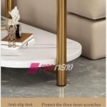 Tavolinë Anësore Luks me 3 Nivele – Dizajn Mermeri Bardhë & Ari - Figura 3