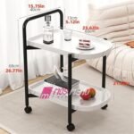 Karrocë Shërbyese Moderrne me Rrota – Pamje Mermeri Bardhë - Figura 2