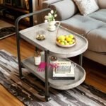 Karrocë Shërbyese Moderrne me Rrota – Pamje Mermeri Hiri