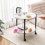 Karrocë Shërbyese Rrethore (2 Nivele) – Mermer Bardhë & Stil Modern - Figura 2