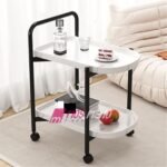 Karrocë Shërbyese Moderrne me Rrota – Pamje Mermeri Bardhë