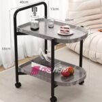 Karrocë Shërbyese Moderrne me Rrota – Pamje Mermeri Hiri - Figura 2