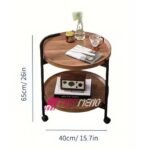 Karrocë Shërbyese me Rrota (2 Nivele) – Dizajn Druri dhe Kornizë e Zezë - Figura 5