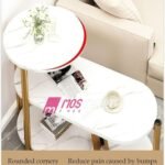 Tavolinë Anësore Luks me 3 Nivele – Dizajn Mermeri Bardhë & Ari - Figura 2